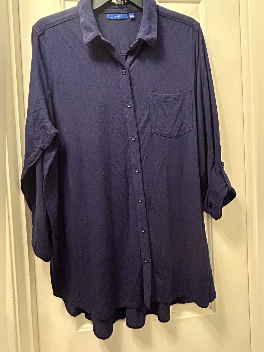 Apt. 9 Dark Blue Long-Sleeve Button-Up Shirt